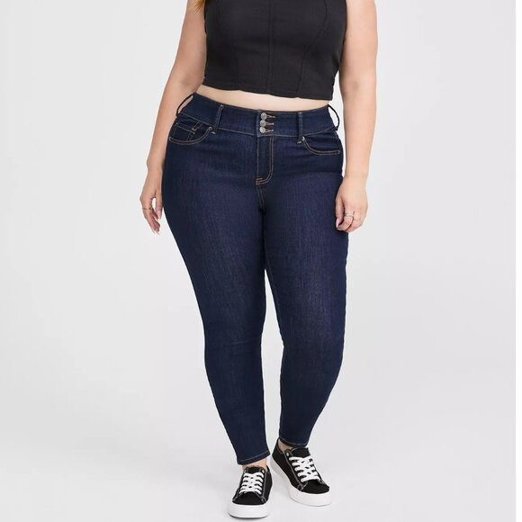TORRID Plus Size 20 Jegging Skinny Super Soft High-Rise Jeans 3-button Dark wash - Picture 1 of 3